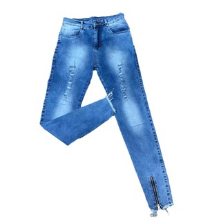 Calça Masculina Jeans Sarja Skinny Slim Rasgada Com Zíper Top (4)
