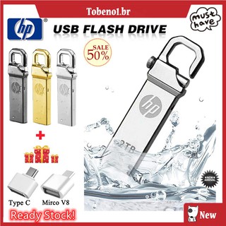 【Top Store】2TB HP Large Storage Flash Drive High Speed Metal Waterproof USB With Adapter For Free Gift
