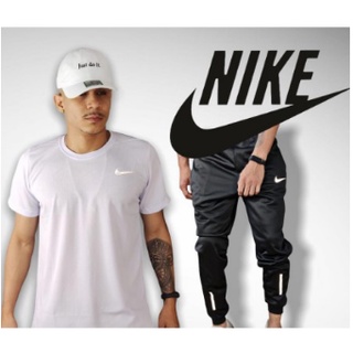 Kit Conjunto Nike Masculino Calça Jogger Com Bolsos Refletiva + Camiseta Dri Fit Tecido Leve (2)