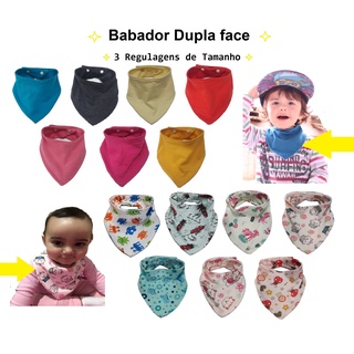 Babador Bandana Bebê Dupla Face kit 5 Peças Com 3 Regulagens