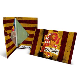 Carteira slim Dobra Grifinoria Hogwarts Harry Potter para CNH tecido