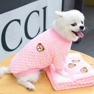 Super Bonito Do Urso Bordado Pet Roupas Chihuahua Dog Sweater Rosa Macio Velo Coral Filhote De Cachorro Acessórios Cão Gato