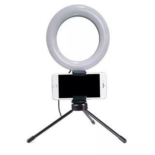Iluminador Ring Light 6 Polegadas (16cm) com Tripe e Suporte para Celular - Ideal para Influenciador Digital, Video Conferencia