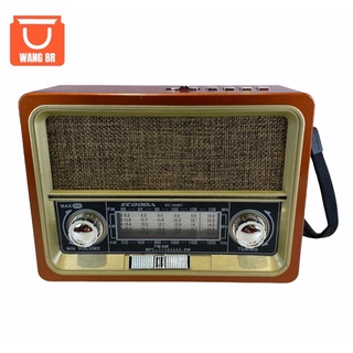 Rádio Com Retrô Vintage Am fm e Bluethoot Usb recarregavel sem relogio da ecooda ec105 WANGBR