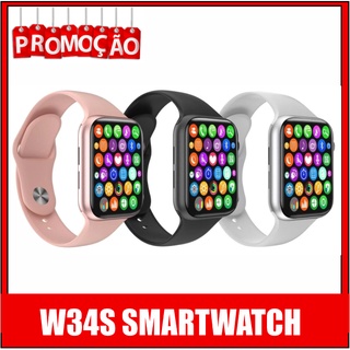 SmartWatch W34 S Troca Pulseira Android iOS Ligações Monitor Cardíaco