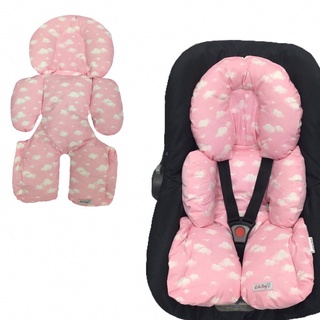 Almofada forro acolchoado para ajustar o bebê em aparelho bebê conforto, cadeirinha e carrinhos 70 cm x 40 cm produto lika baby céu rosa