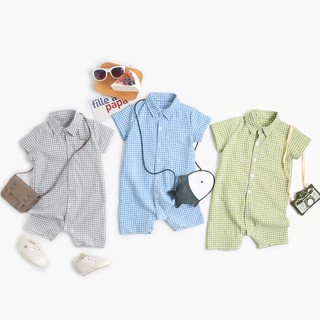 Cotton Newborn Baby Boys Clothes Summer Infant Baby Bodysuits Fashion Short Sleeve Plaid Baby Clothing (1)