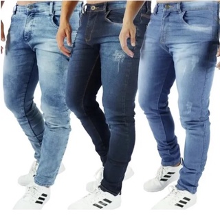 Kit 3 Calça Jeans Masculina Skinny Original Elastano Lycra Qualidade Premium