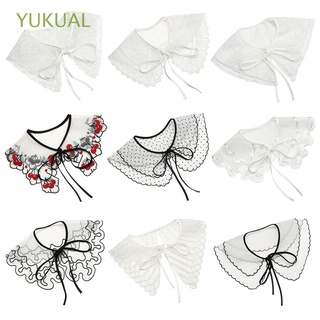 YUKUAL Blouse Retro Shawl Wrap Decoration Embroidery Floral Neck Ruff Detachable False Collar Lace Fake Collar