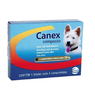 Vermifugo Canex Composto para Cães Cachorro - 4 Comprimidos anti vermes e parasitas