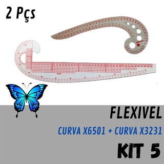 Kit 2 Regua Flexivel para Patchwork Costura Criativa Modelagem Curva X6501 e Curva X3231