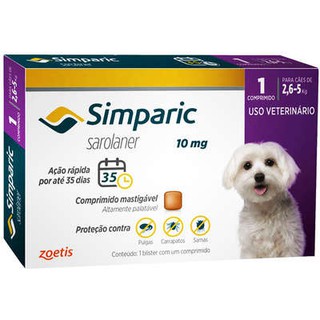 Simparic 10mg - Antipulgas Cães De 2,6 A 5kg - 1 Comprimido