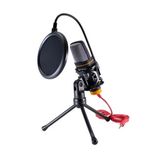 Microfone De Mesa Qy-k222 Omnidirecional Condensador Com Pop Filter Youtuber Live