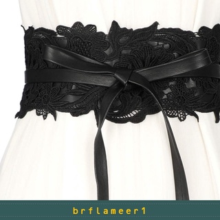 [BRFLAMEER1] Women Lace Waist Belt Wrap Around Tie Obi Cinch Waistband Boho Women Belt Black
