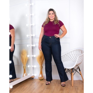 Calça Jeans Flare Plus Size Feminina com Lycra