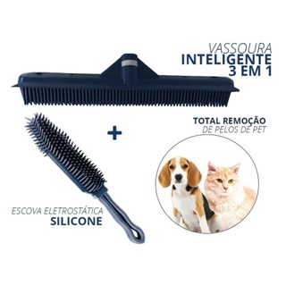 Kit Vassoura Silicone Petshop Anti Pelo Pet/cabelo + Escova