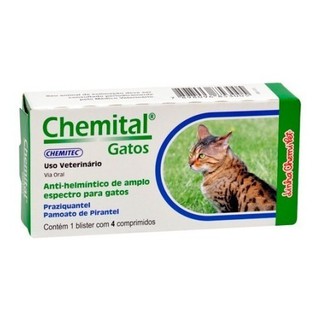 Chemital Vermífugo Para Gatos C/ 4 Comprimidos