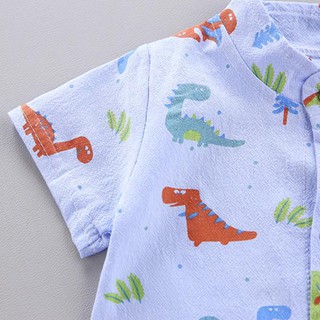 T-Shirt De Impressão De Dinossauro De Manga Curta + Shorts Meninos Ternos De Verão Casual Crianças Conjunto Traje (7)