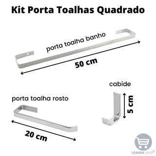 Kit Porta Toalhas Quadrado- Inox Alumínio