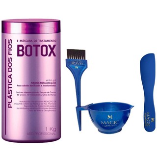 Botox Plásticas dos Fios Alisamento e Redução de Volume capilar 1k + Cumbuca, Pincel e Espátula.