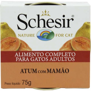 Ração Schesir Nature Cat Atum / Mamão em Lata para Gatos 75g