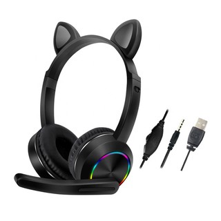 Fone Headset com microfone Gamer Orelha de Gato Gatinho para PC Celular Video Game XBOX PS4 Streamer