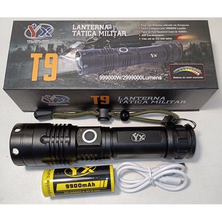 Lanterna LED P90 XML T9 Mais Forte Tática lanterna super potente e Longo Alcance Super Iluminação Recarregável via USB