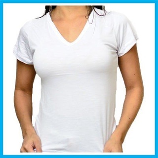 Camiseta 100% algodão gola V modelo unissex direto de fábrica