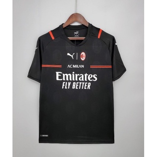 Camisa Uniforme de Time Associazione Calcio Milan Camiseta Modelos 2021/22 Preto