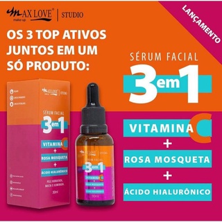 Sérum Para Skincare Vitamina C + Rosa Mosqueta Facial 3 em 1 Max Love 3 em 1 Promoção