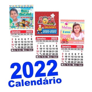50 Mini Calendários 2022 Ima de Geladeira - Personalizado - Com foto - Papelaria Lembrancinha
