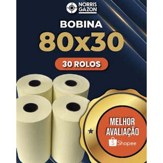 Bobina Termica 80x30 Amarela caixa com 30 rolos.