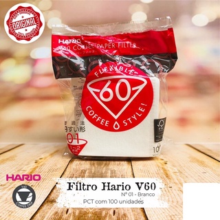 Filtro de Café Hario V60 tamanho 02 e 01 - Natural ou branco Com 100 Unidades. (2)