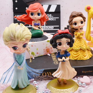 Brinquedos De Princesa Q Posket Frozen Elsa Anna Cinderela Belle Modelo Bolo Topper Figuras De Ação (2)