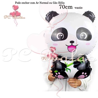 Balão Metalizado Urso Panda Grande 70cm Festa Decoração