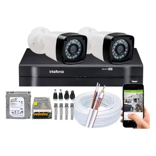 Kit 2 Cameras Segurança 720p Full Hd Dvr Intelbras 4ch C/hd Promo (1)