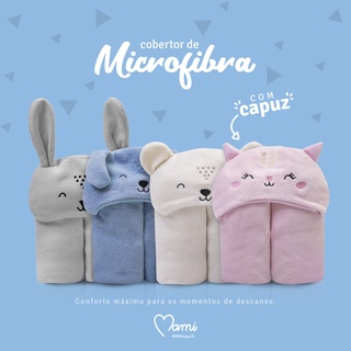 Cobertor Manta De Microfibra Mami Bichos Com Capuz Bebê Papi