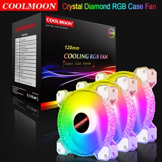 COOLMOON Diamond RGB Ventilador Resfriador de 12cm Cooler PC Computador Ventiladores PWM 6PIN Ajustável Silent Cooler Mute Ventilador Radiator