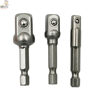 3pcs Chrome Vanadium Steel Socket Adapter Wrench Hex Shank to 1/4" 3/8" 1/2" Extension Drill Bits Bar Hex Bit Set Power T