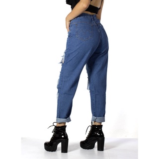 PHASE Calça Mom Boyfriend Jeans Rasgada 100% Algodão Premium (6)