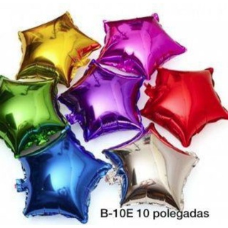 Balão Metalizado 10 polegadas em forma de Estrela disponível nas Cores: Dourado, Pink, Verde, Roxo, Azul Escuro,Prata, Vermelho