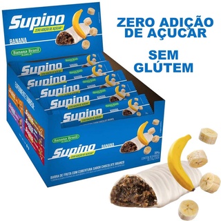 Barra De Fruta Supino Zero Acucar Banana com Cobertura de Chocolate Branco com 16 barras de 24g - Banana Brasil