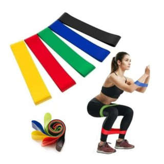 Kit 5 Faixas Mini Band Fita Elástica De Resistência Para Academia Exercícios Yoga Musculação e Fisioterapia Treino