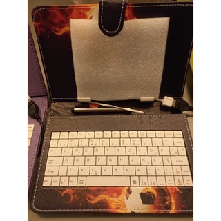 Capa Case com teclado para tablet ate 8 polegadas cabo USB + cabo OTG grátis (2)