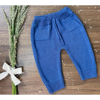 Calça de Tricot c/ Bolso Bebê RN Azul Jeans