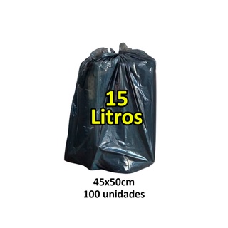 Saco de Lixo 15 Litros 100 unidades Preto