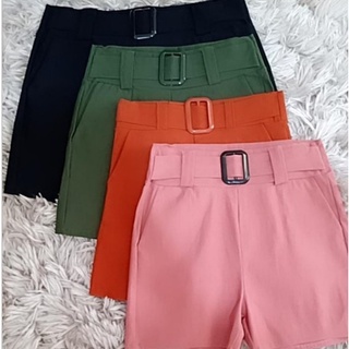 Shorts feminino social cinto bengaline - shorts cintura alta
