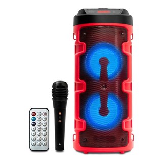 Caixa De Som Bluetooth Amplificada Portátil Bateria Usb 480w Vermelha Usb bluetooth Aux Microfone Karaoke (1)