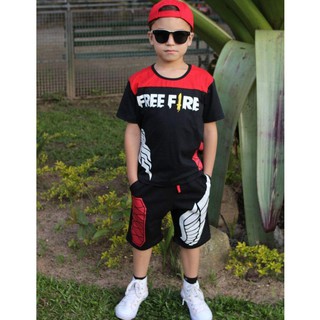 Conjunto Juvenil Free Fire Loud mestre Camiseta +bermuda Lançamento