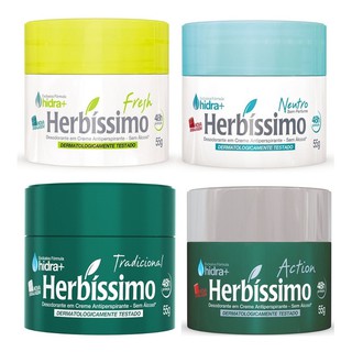 Desodorante Creme Herbissimo Tradicional, Action, Fresh, Sensitive e Neutro 55g